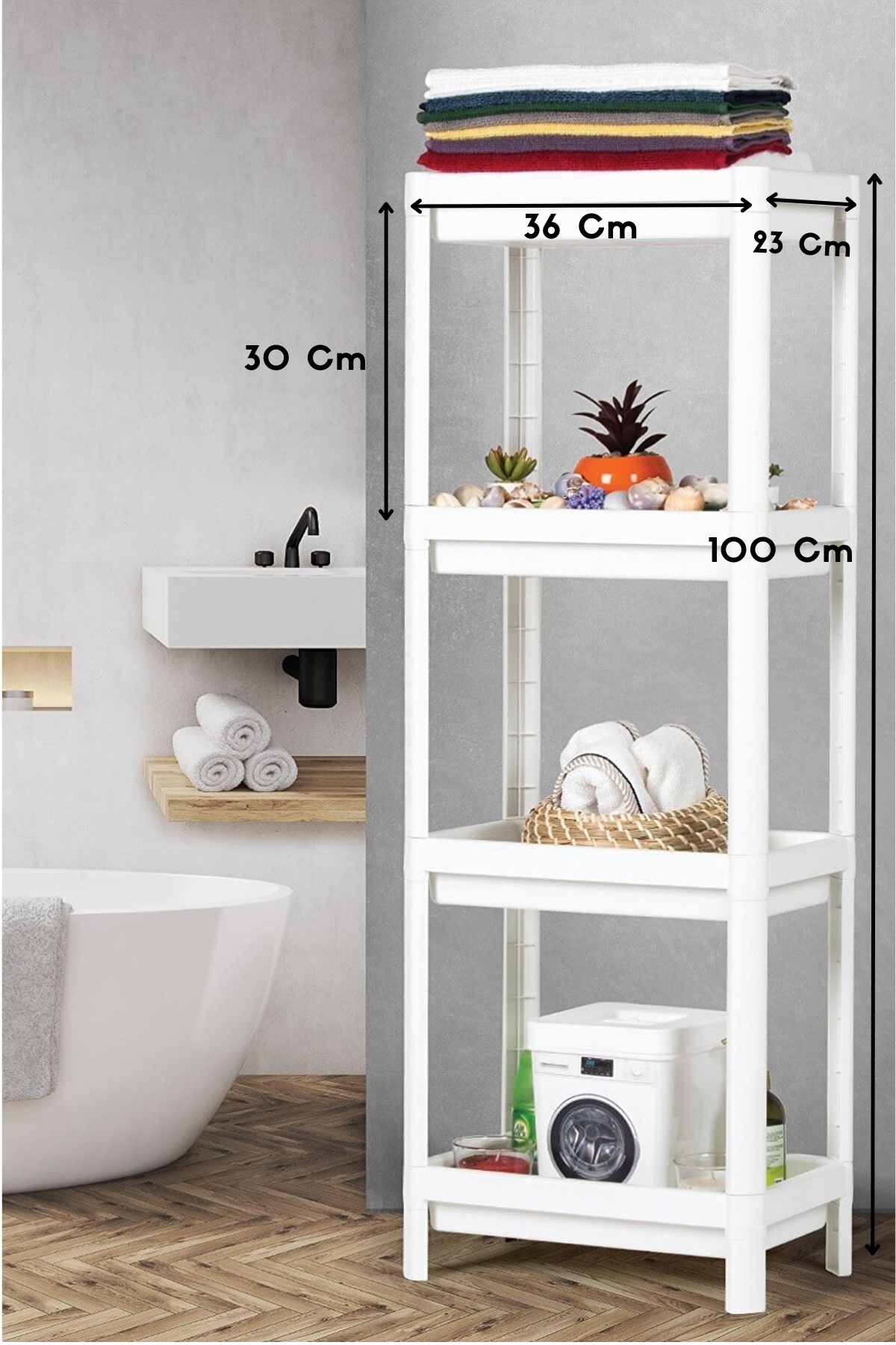 Kitchen Trend 2 Adet Beyaz 4 Katlı Banyo Rafı Banyo Düzenleyici Banyo Raf Ünitesi