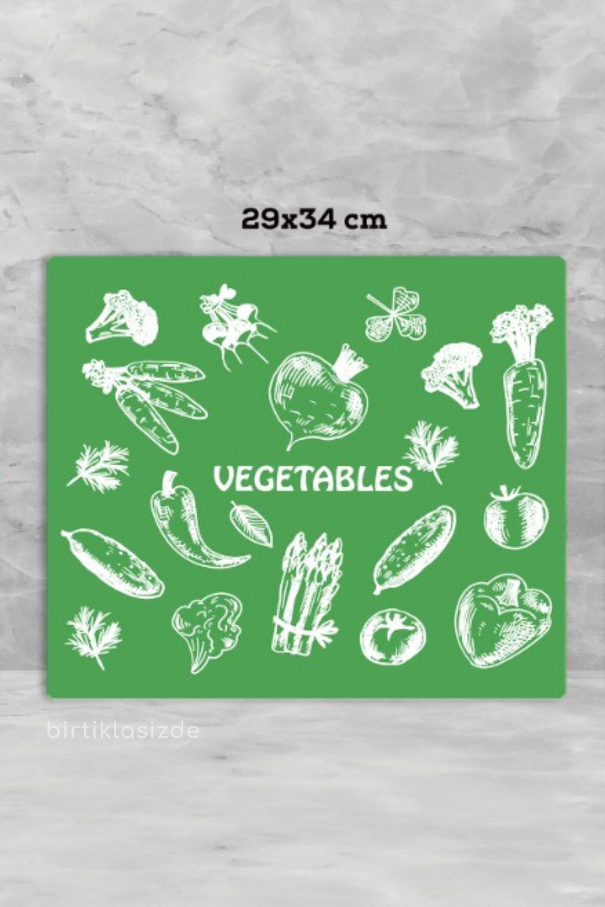 Kitchen Trend Cam Kesme Tahtası Vegetables Cam Sunum Tahtası 29x34 Cm
