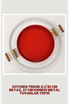51 Cm Beyaz 37 Cm Kırmızı 2 Li Metal Yuvarlak Tepsi Sunum Tepsisi Çay Kahve Tepsisi
