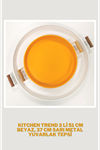 51 Cm Beyaz 37 Cm Sarı 2 Li Metal Yuvarlak Tepsi Sunum Tepsisi Çay Kahve Tepsisi