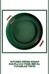Kitchen Trend 2 Li 51 Cm ve 37 Cm  Ahşap Kulplu Metal Yuvarlak Yeşil Tepsi Sunum Tepsi, Kahvaltı Tepsisi