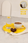 Kitchen Trend 6 Lı 22 Cm Sarı Metal  Yuvarlak Çay, Kahve, Pasta, Servis Tepsisi